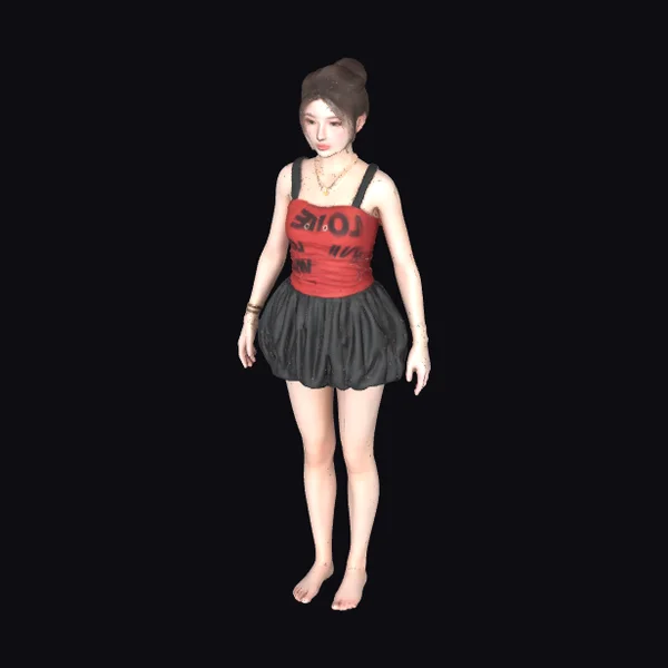 Barefoot Girl in Red Top