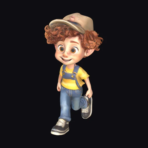 Cute Cartoon Boy Walking