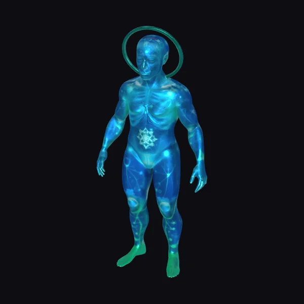 Glowing Blue Human Form