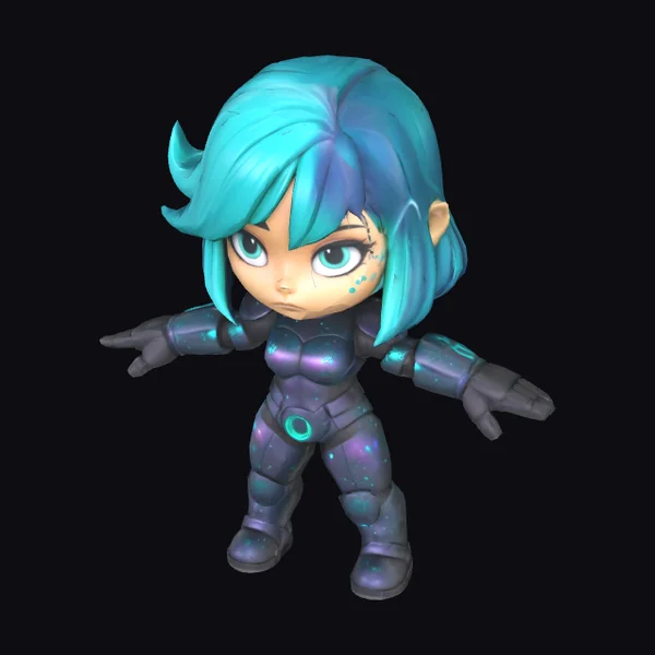 Teal Hair Sci-Fi Kid