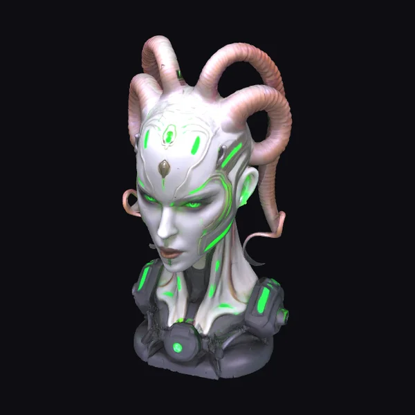 Futuristic Female Cyborg Bust