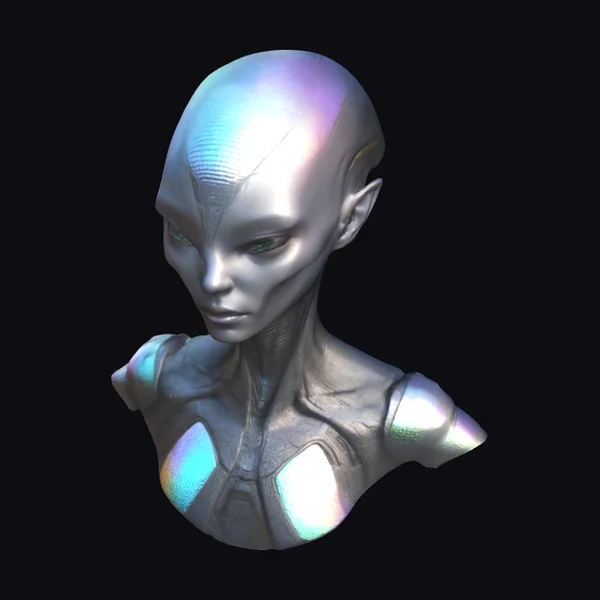 Iridescent Alien Female Bust