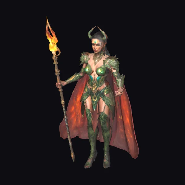 Green Warrior with Torch