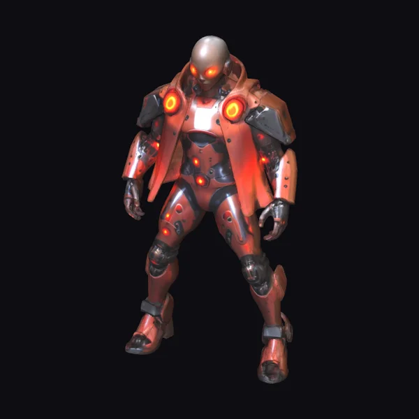Cyborg in Red Armor