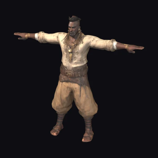 African Pirate Warrior T-pose