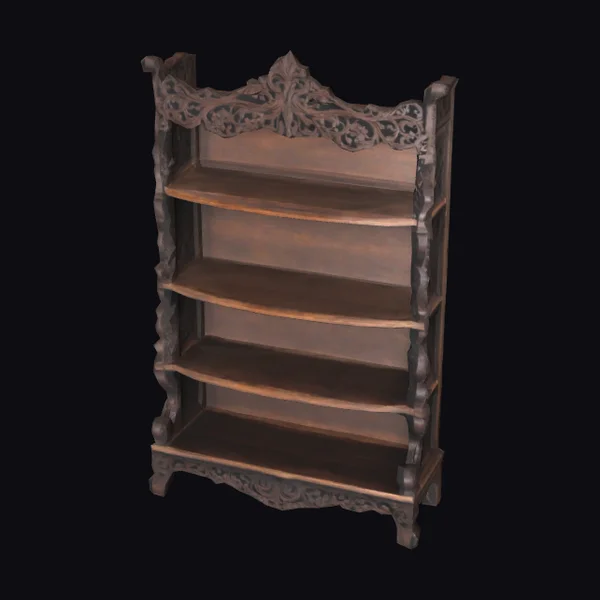 Ornate Dark Brown Wooden Shelf