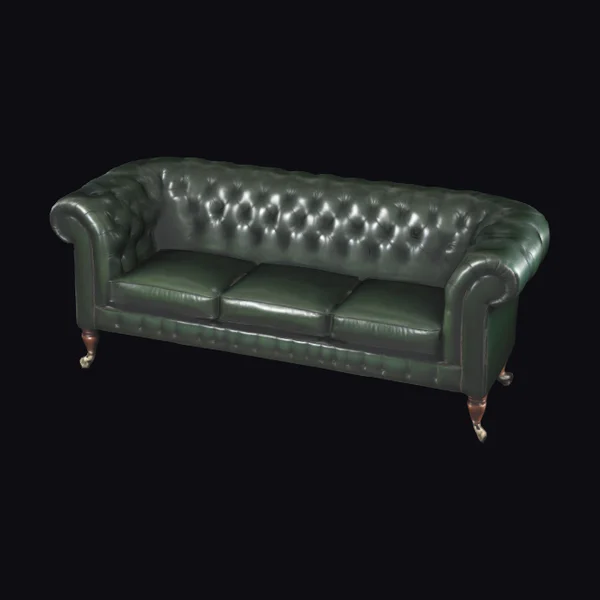 Dark Green Leather Chesterfield