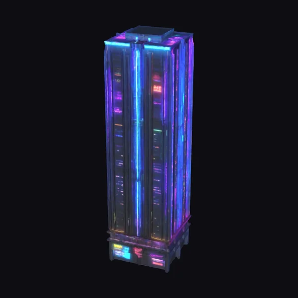 Neon Lit Skyscraper Tower