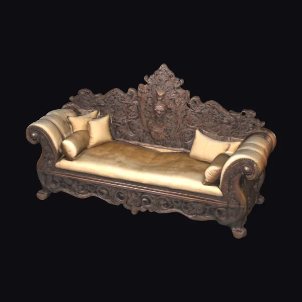 Ornate Medieval Wooden Couch