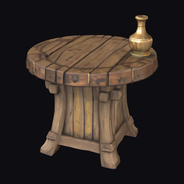 Wooden Table with Vase