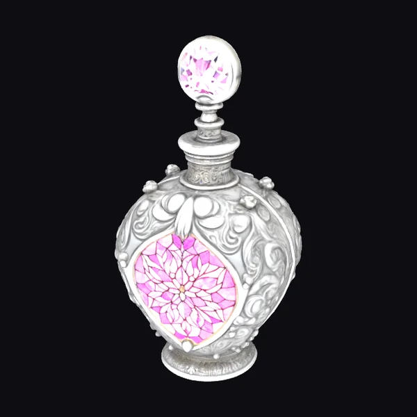 Ornate Polished Silver Perfume