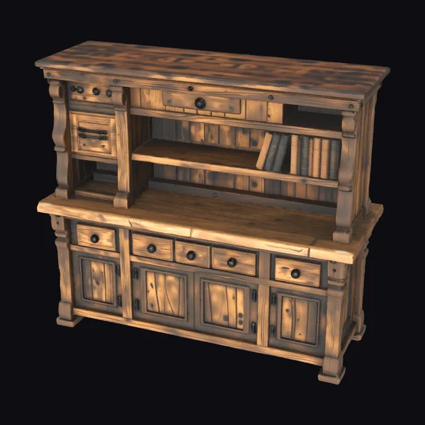 Rustic Wooden Sideboard Hutch