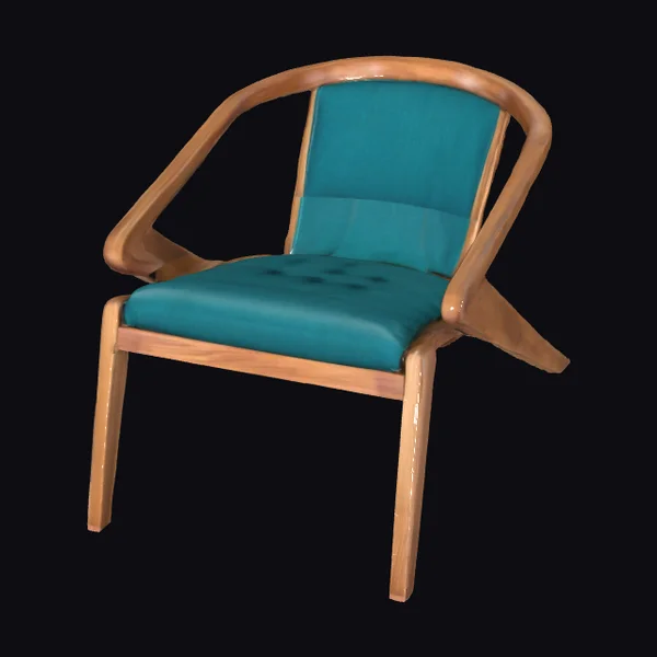 Teal Tufted Wood Chair