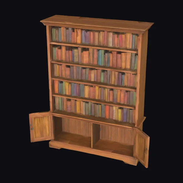 Wooden Bookcase with Doors