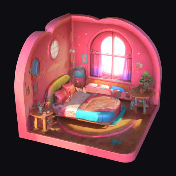Cozy Cartoon Bedroom Interior