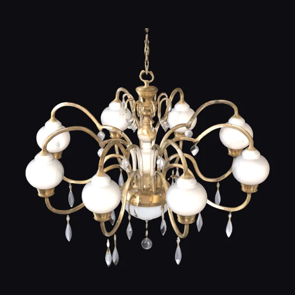 Brass Curved Arm Chandelier