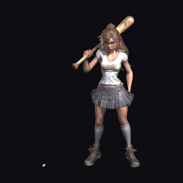 Young Woman with Baseball Bat