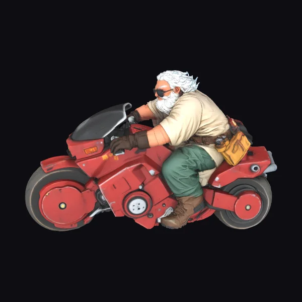 Santa on Red Motorcycle