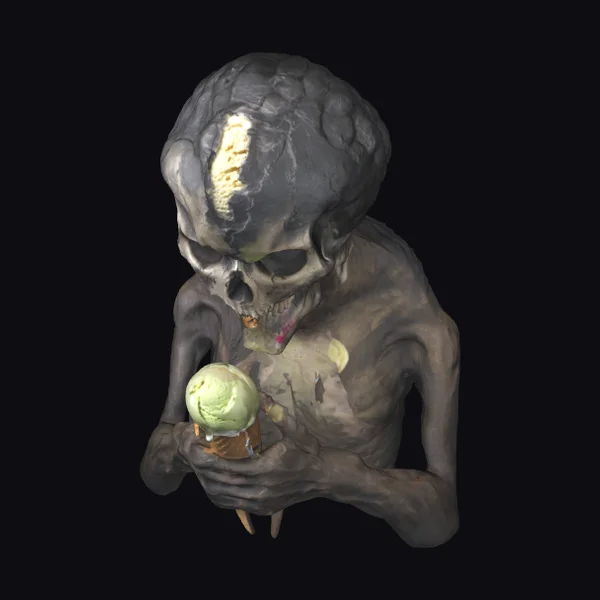 Zombie Holding Green Skull