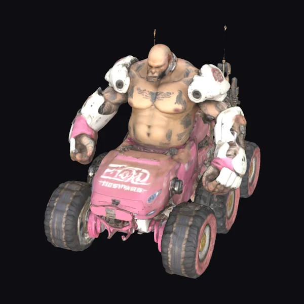 Muscular Man Pink Truck