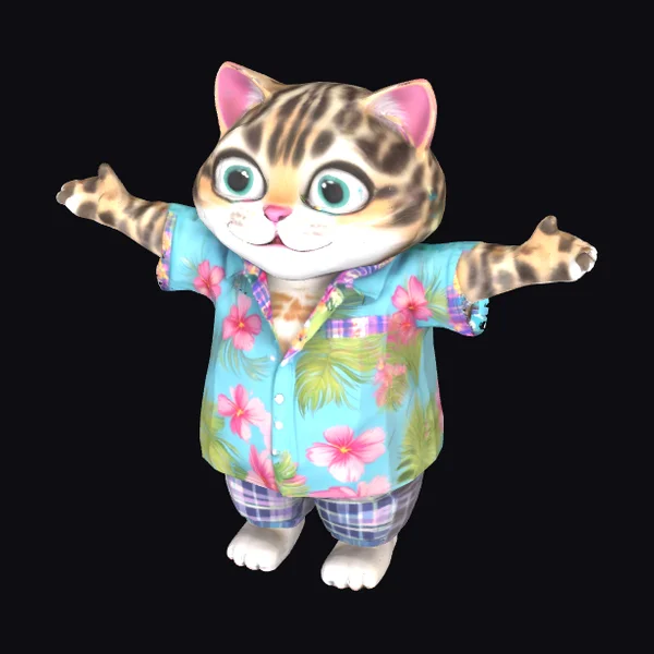 Cat in Hawaiian Shirt