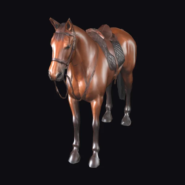 Brown Horse with Saddle