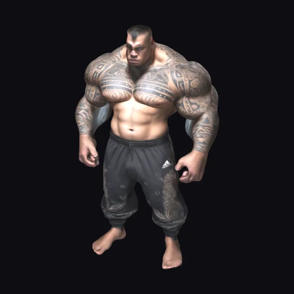 Muscular Tattooed Male Figure