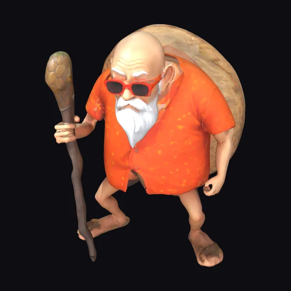 Old Man with Turtle Shell