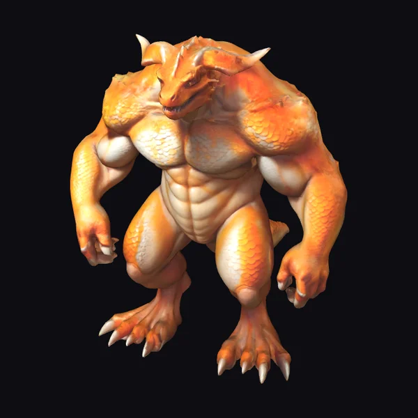 Muscular Orange Draconid Creature