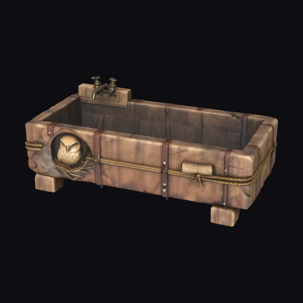 Rustic Wooden Bathtub