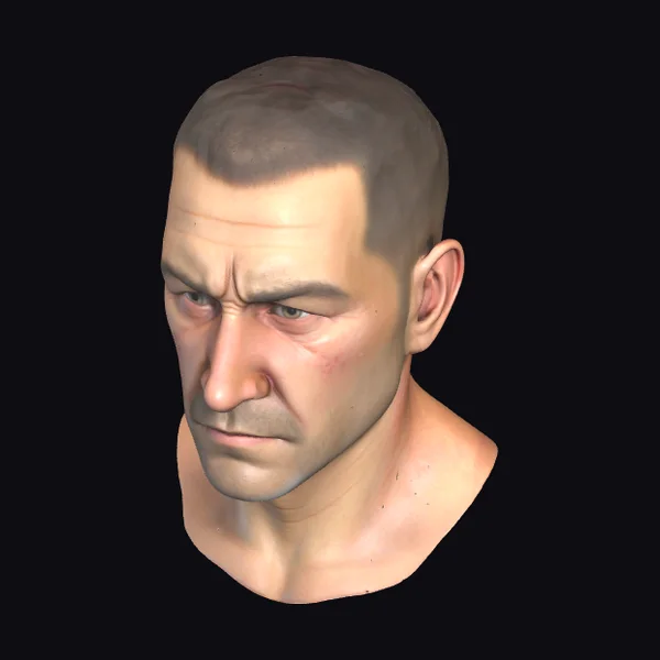 Angry Male Head Bust
