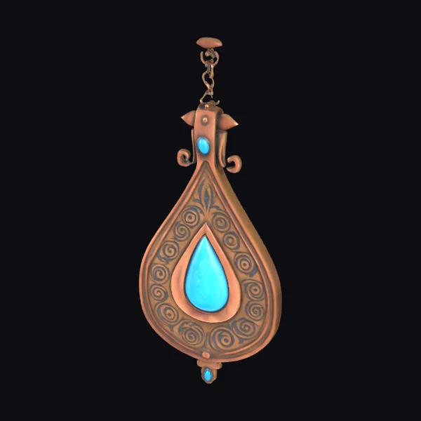 Teardrop Pendant with Symbols