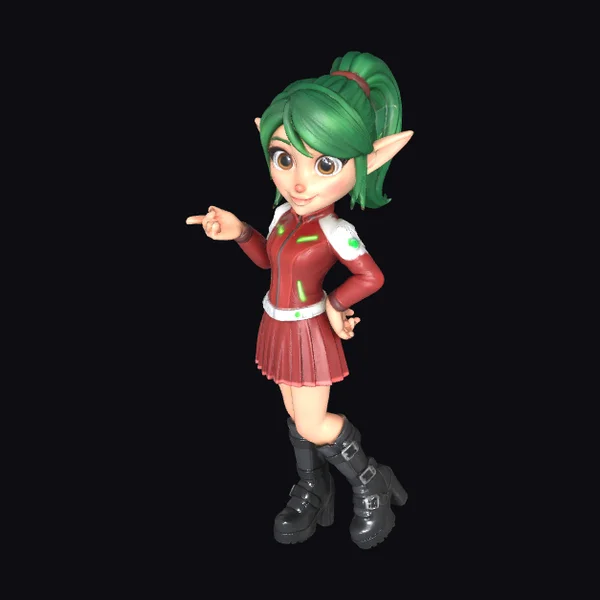 Green-Haired Elf Girl