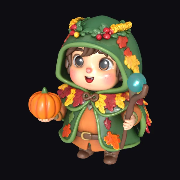 Autumn Hooded Druid Chibi