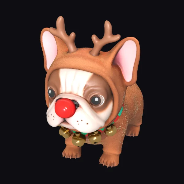 Cartoon Reindeer Dog