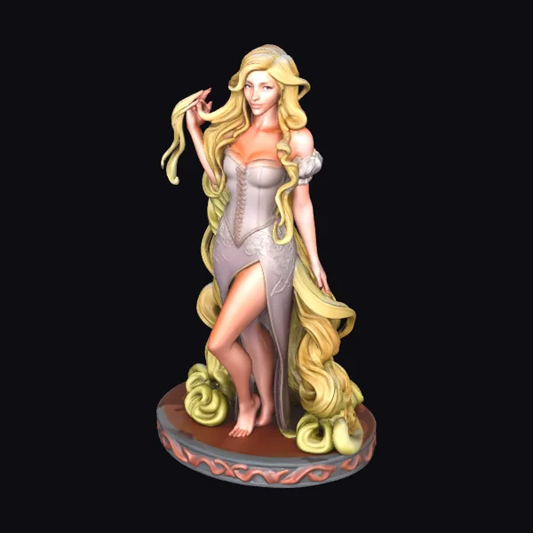 Blonde Woman in Gray Gown