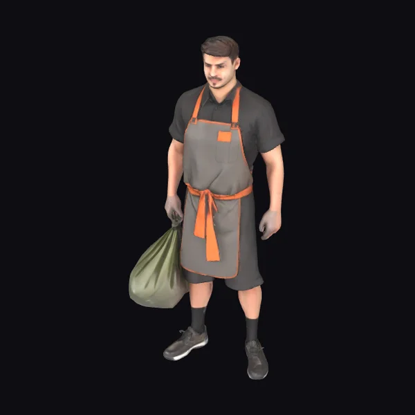 Male Restaurant Worker Garbage