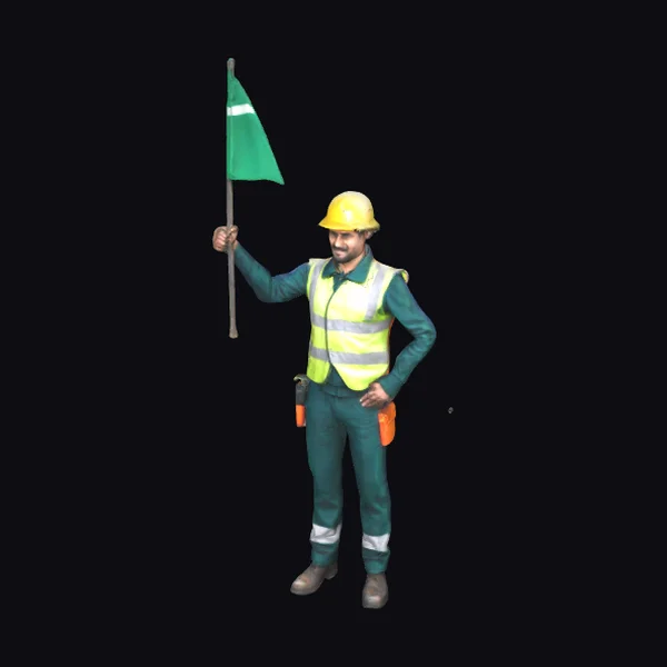 Railway Worker with Flag