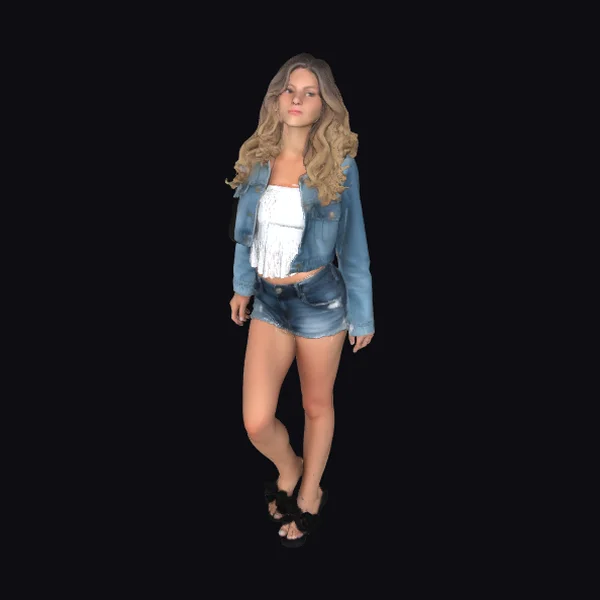 Woman in Denim Outfit