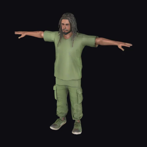 Young Man in Green Outfit