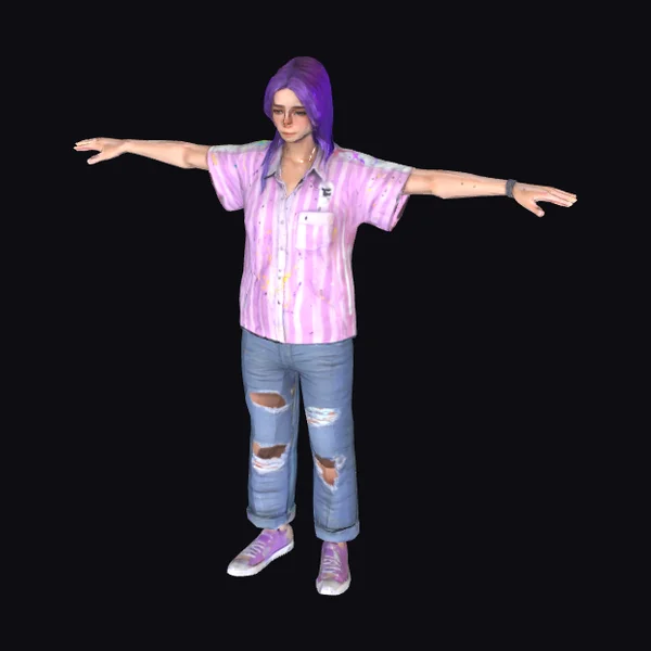 Purple-Haired Teen Artist