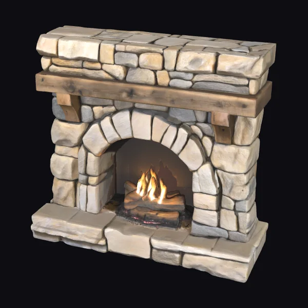 River Stone Fireplace