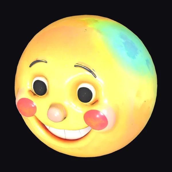 Smiling Rainbow Moon Face