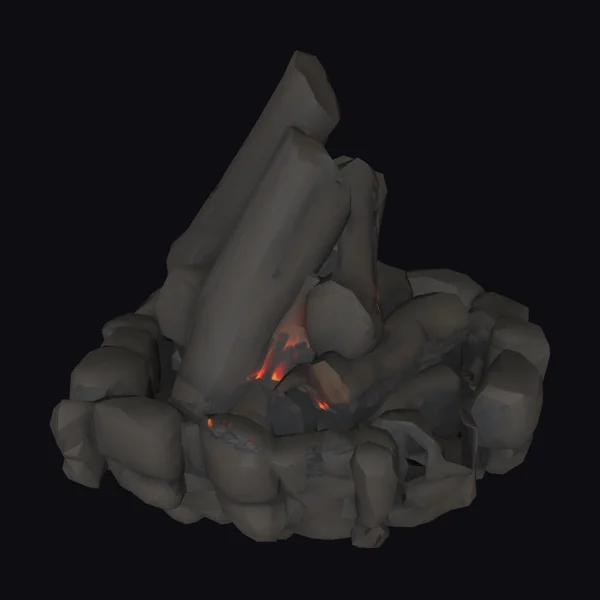 Burning Rocky Campfire