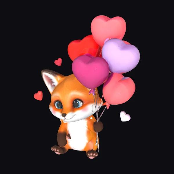 Baby Fox with Balloons