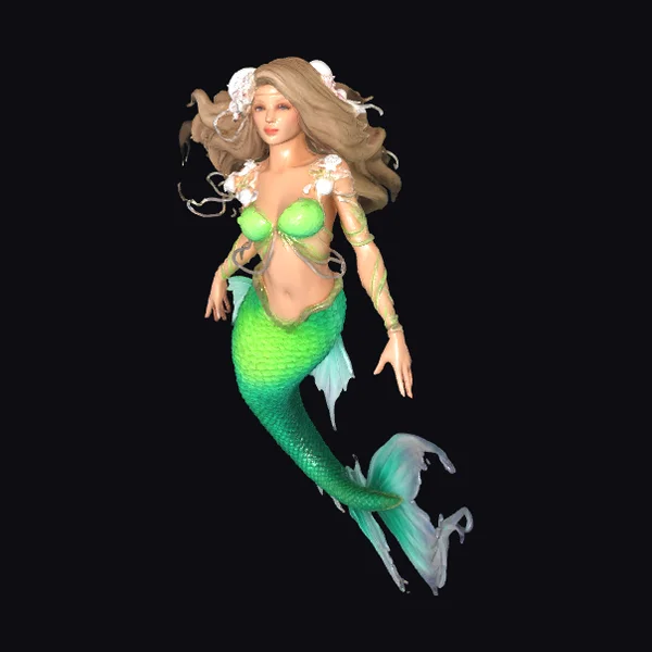 Green Mermaid with Blond Hair
