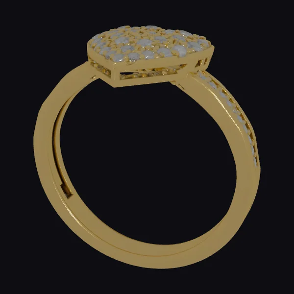 Golden Diamond Heart Ring