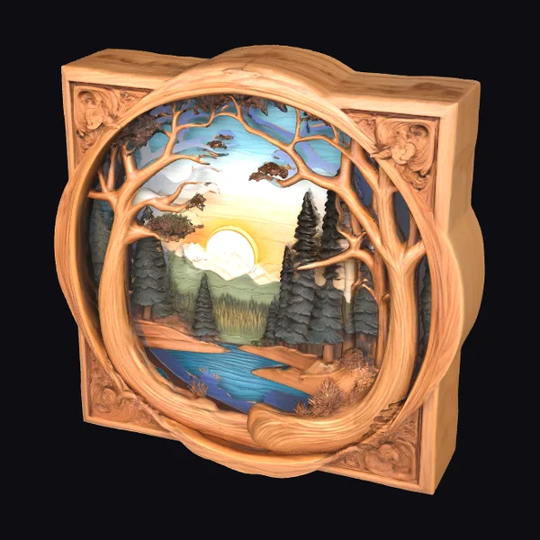 Wooden Forest Scene Panel