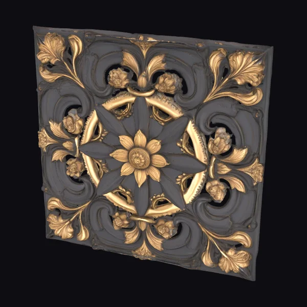 Ornate Ebony Ceiling Panel