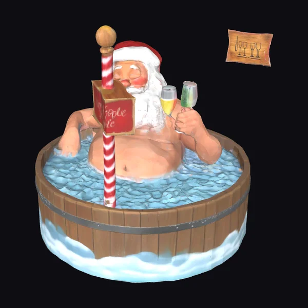 Santa in Hot Tub
